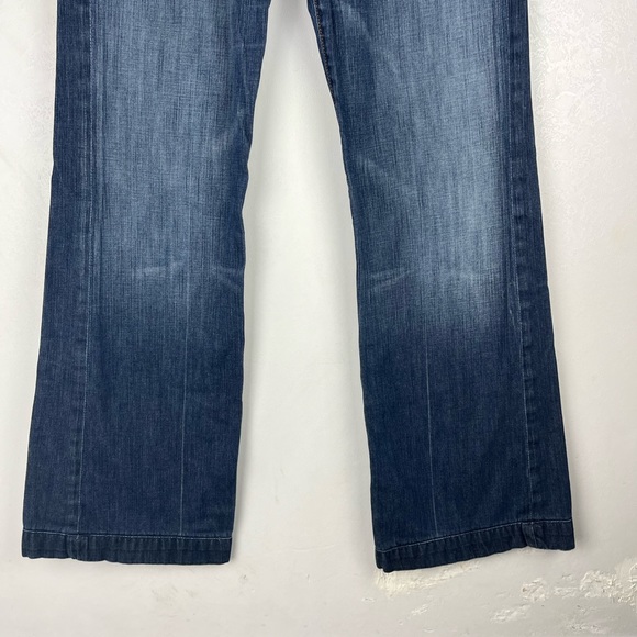 7 For All Mankind Dojo Jeans Flare Leg Dark Blue Size 30 Boho Mid Rise - Picture 3 of 12